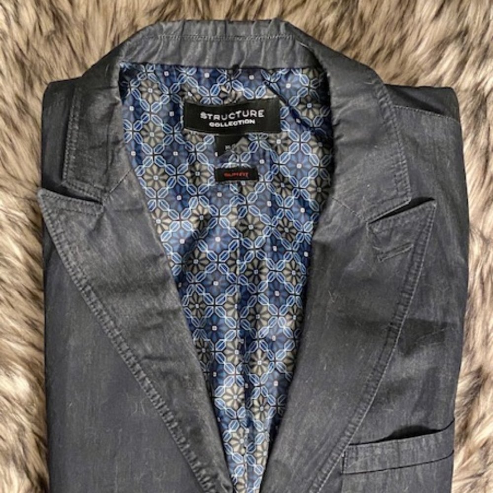 Men's Structure Cotton -Twill Navy Blazer XL